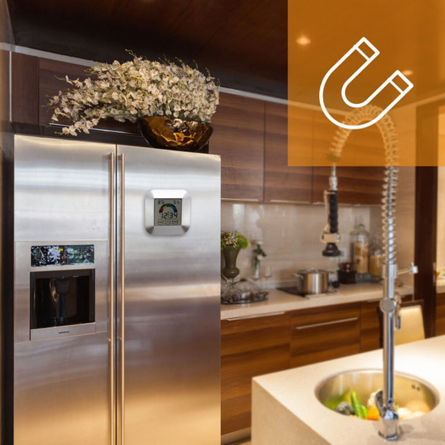 Digitalt skrivebordsur med vejrudsigt