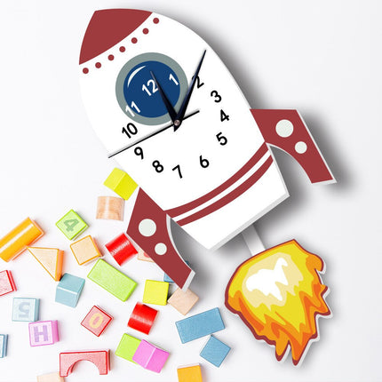 Vægur til børneværelset med raket