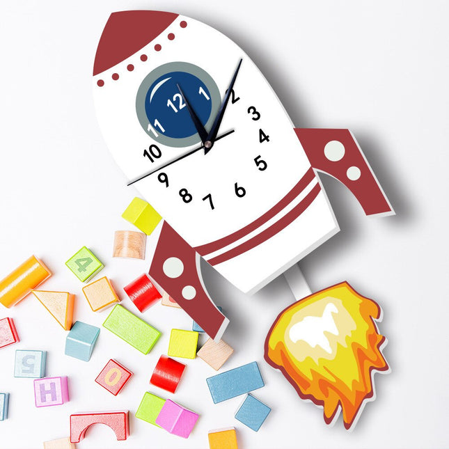 Vægur til børneværelset med raket