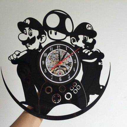 Super Mario gamer vinylplade vægur