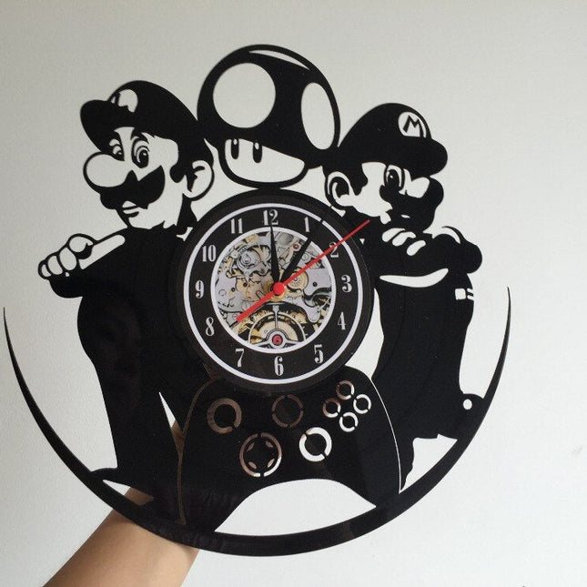 Super Mario gamer vinylplade vægur