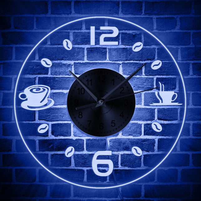 Kaffetema vægur med LED-belysning