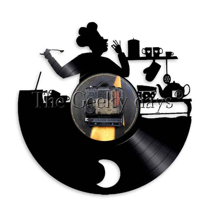 Vinyl ur med kok til køkkenet