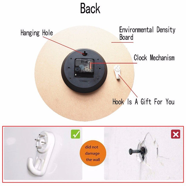 Vægur i træ med tropisk bladmotiv