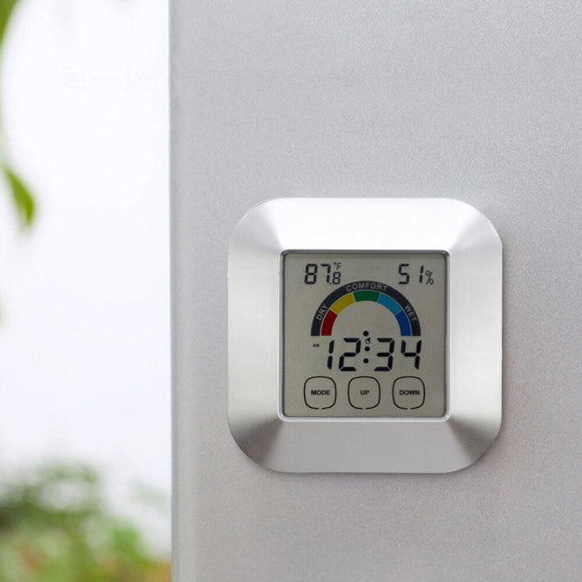 Digitalt skrivebordsur med vejrudsigt