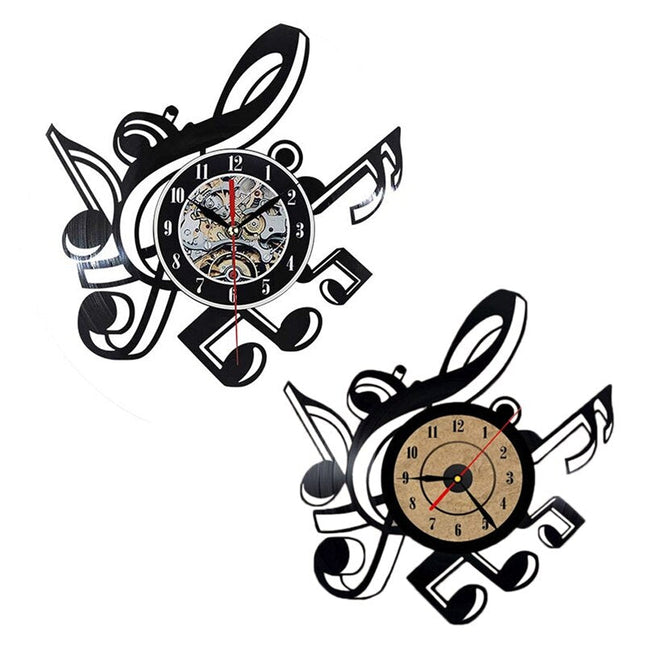 Musikalsk vinyl ur med G-nøgle design