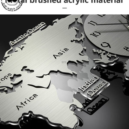 Stort vægur med verdenkort til køkken