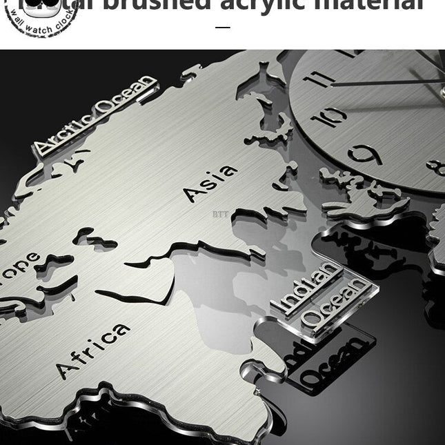 Stort vægur med verdenkort til køkken