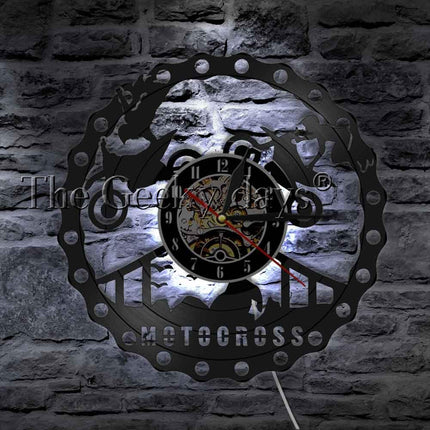 Motorcykel vægur af vinylplade design