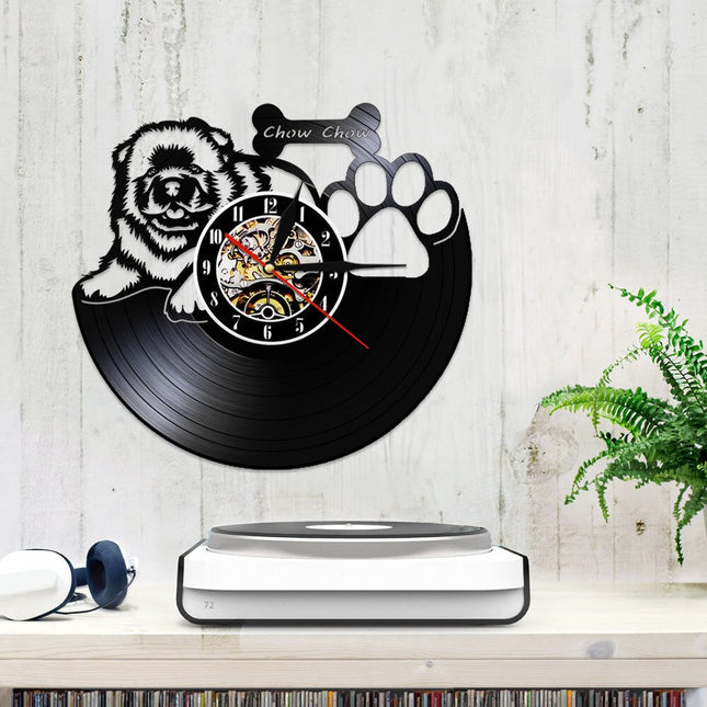 Unikt vinyl ur med Chow Chow