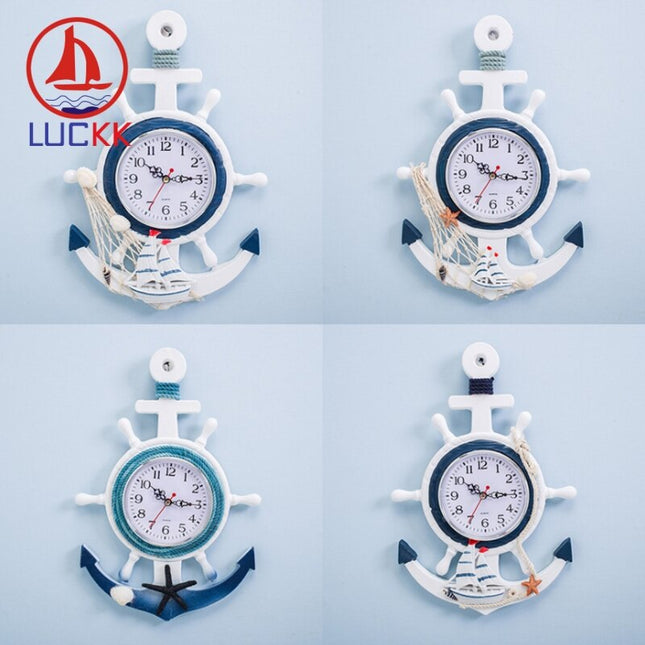 Maritimt vægur i træ anker design