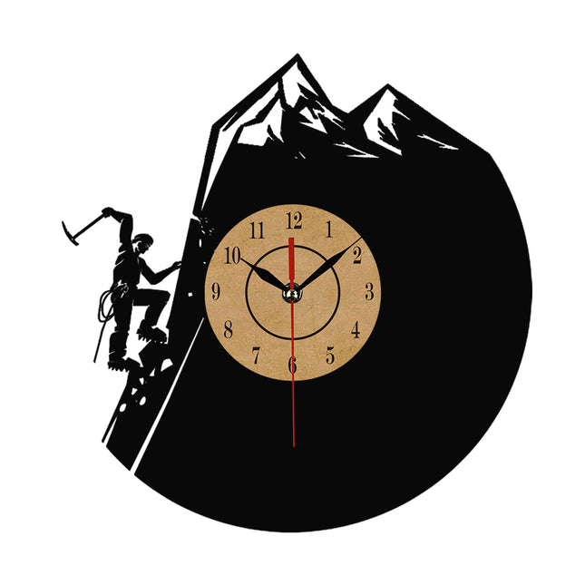 Vinyl ur med bjergklatring silhuet