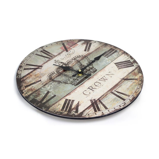 Retro vægur i træ med krone