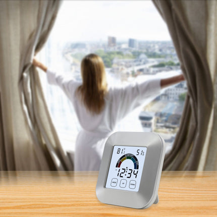 Digitalt skrivebordsur med vejrudsigt