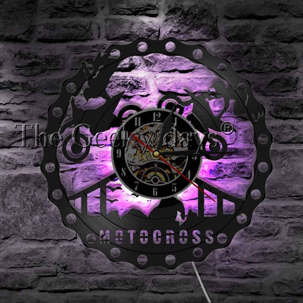 Motorcykel vægur af vinylplade design