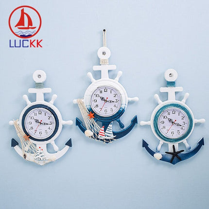 Maritimt vægur i træ anker design