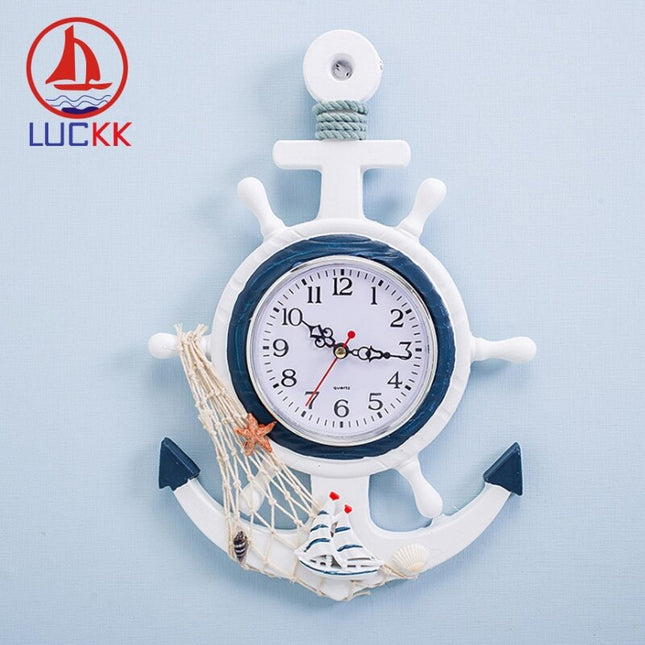 Maritimt vægur i træ anker design