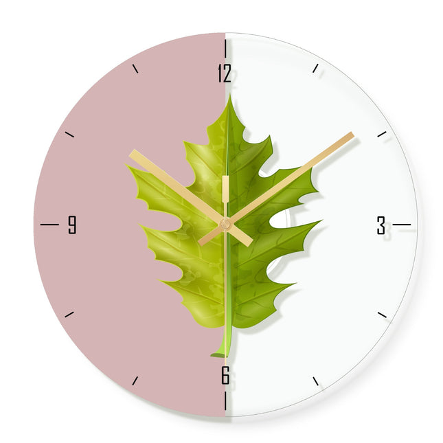 Vægur med gyldent palmeblad motiv