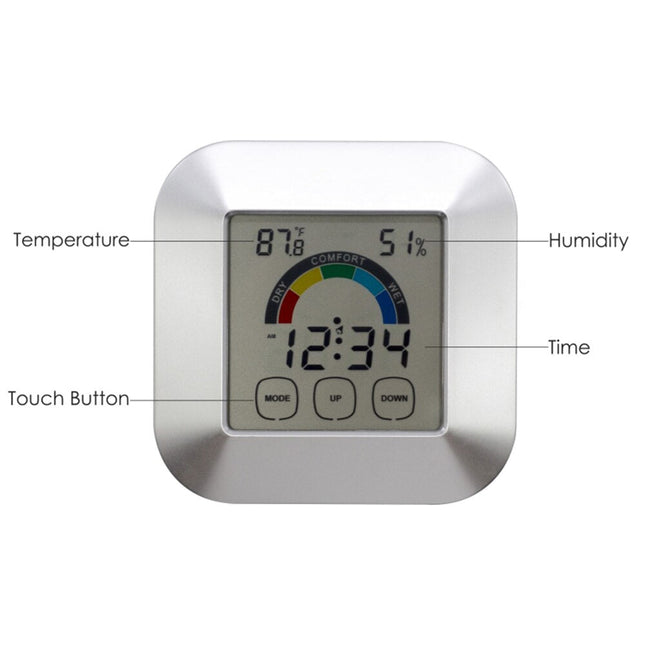 Digitalt skrivebordsur med vejrudsigt
