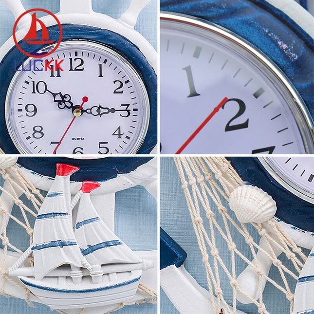 Maritimt vægur i træ anker design