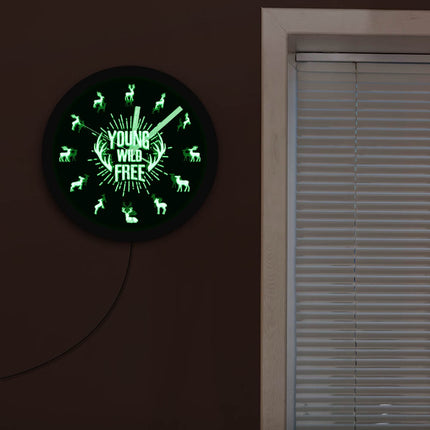 LED vægur med hjorte og gevir