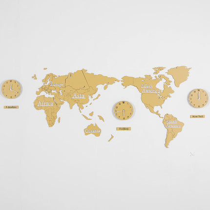 Originalt verdenkort vægur i trælook