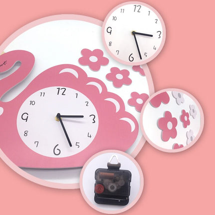 Børneur med svane og blomster