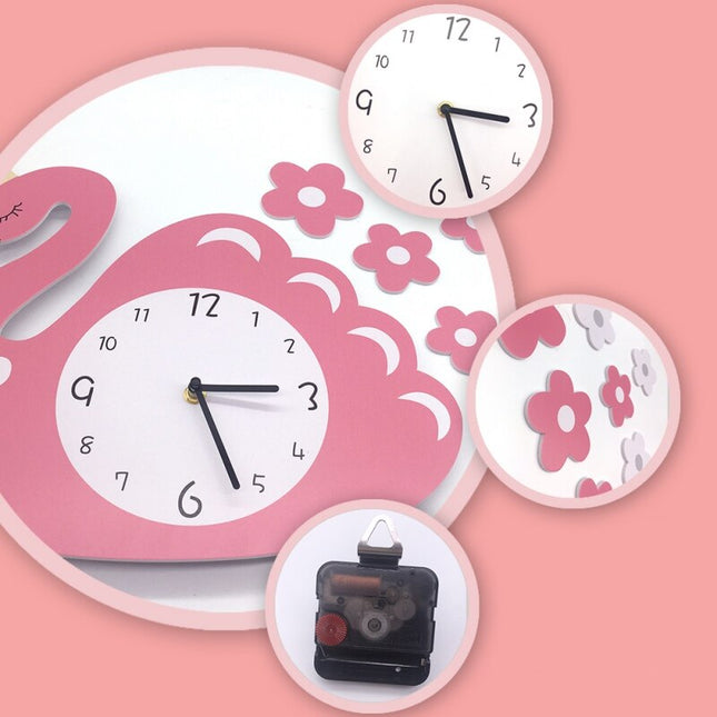 Børneur med svane og blomster