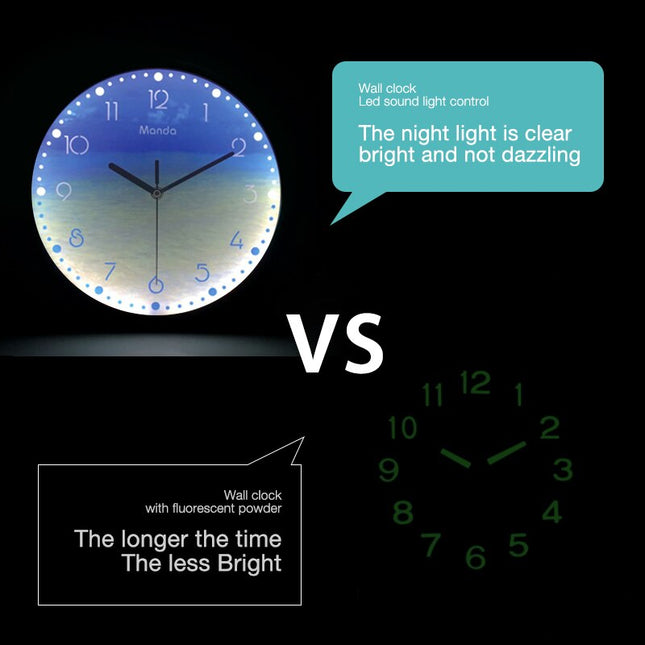 Lysende vægur med LED-lys