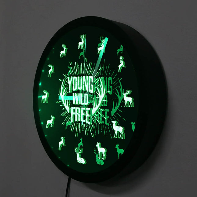 LED vægur med hjorte og gevir