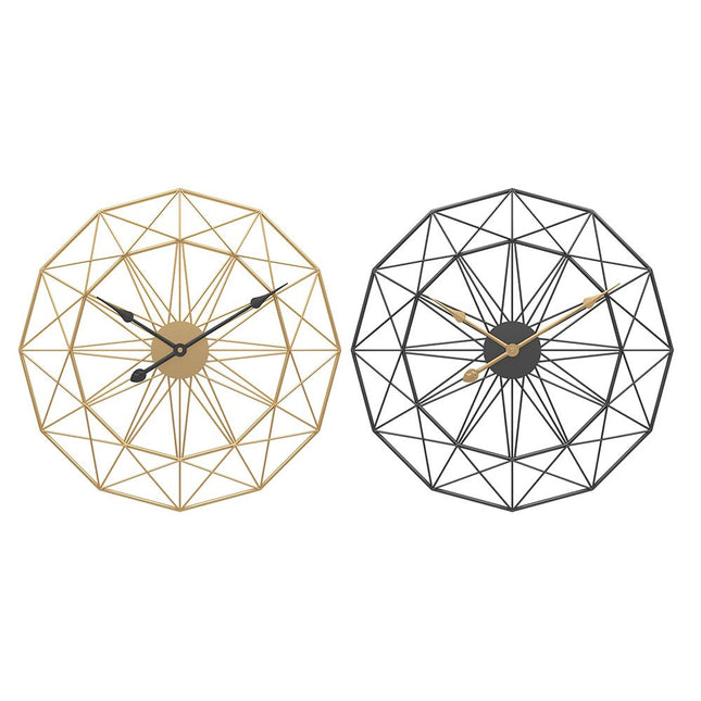 Stort geometrisk vægur i guldmetal