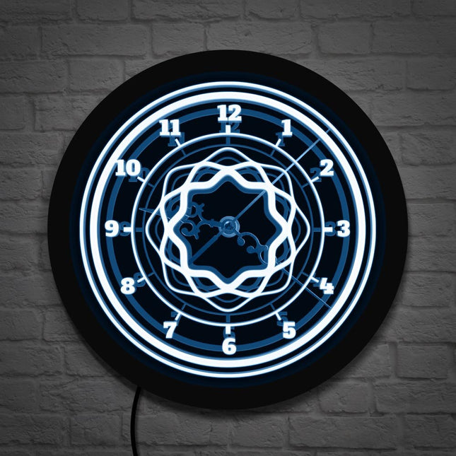 Abstrakt design vægur med LED-lys