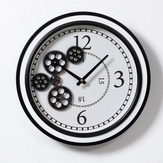 Steampunk vægur med guld tandhjul