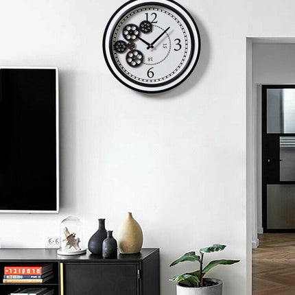 Steampunk vægur med guld tandhjul