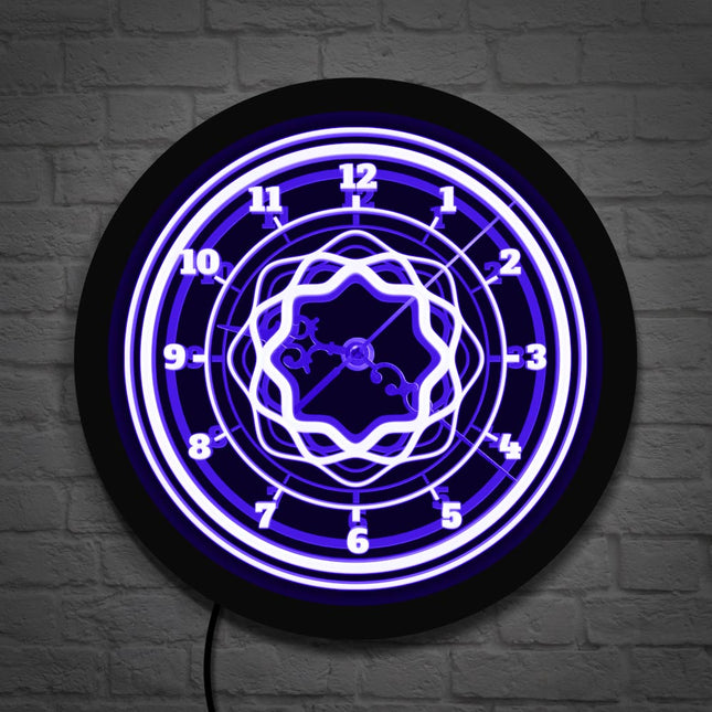 Abstrakt design vægur med LED-lys