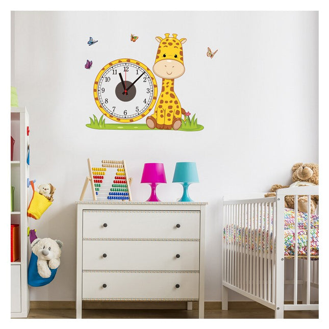 Sød giraf wallsticker med ur