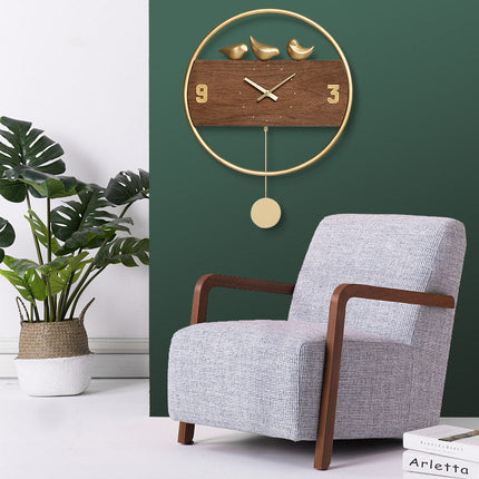 Nordisk design vægur med fugle pendul