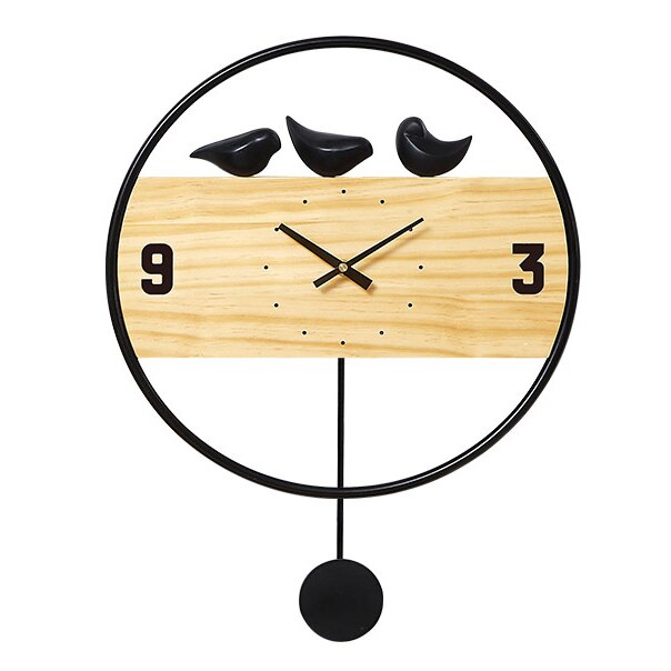 Nordisk design vægur med fugle pendul