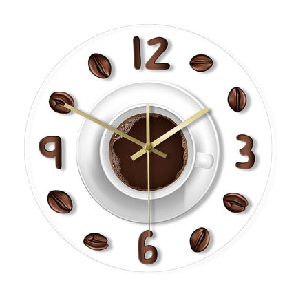 Sjovt vægur til køkken med kaffekop