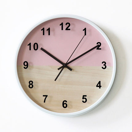 Moderne vægur i lyserød og gul