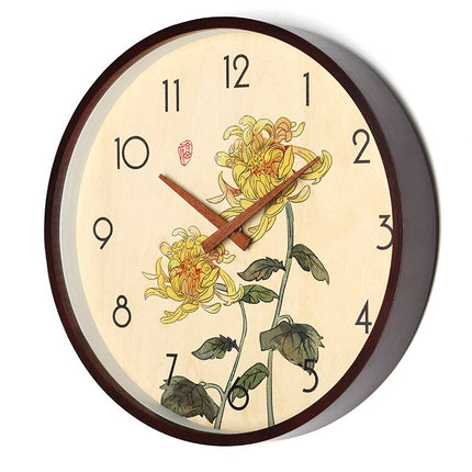 Vægur i træ med bambus motiv