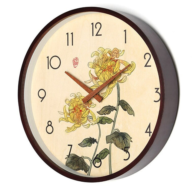 Vægur i træ med bambus motiv