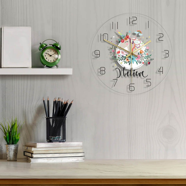 Sødt enhjørning vægur til børneværelset