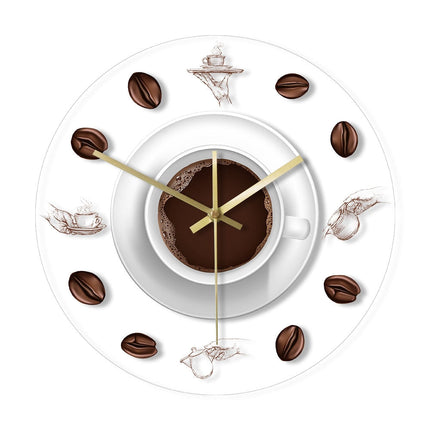 Sjovt vægur til køkken med kaffekop
