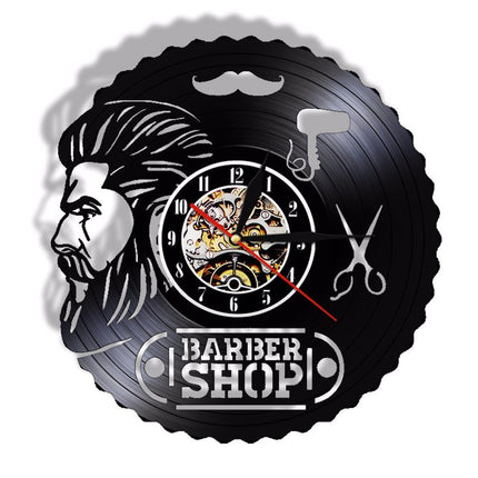 Vinylplade ur til barbershop frisør gave