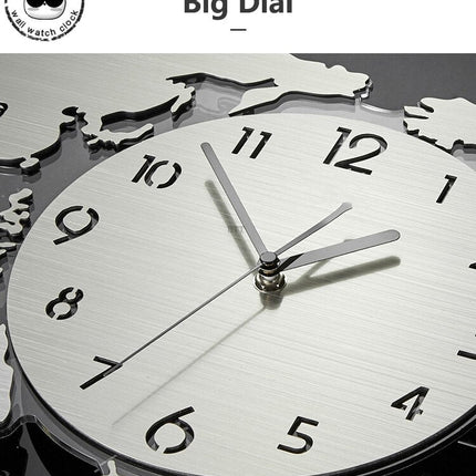 Stort vægur med verdenkort til køkken