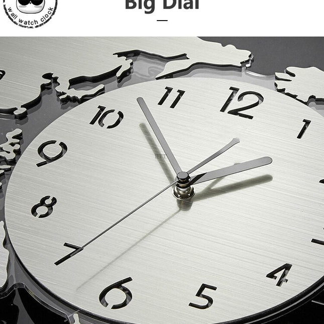 Stort vægur med verdenkort til køkken