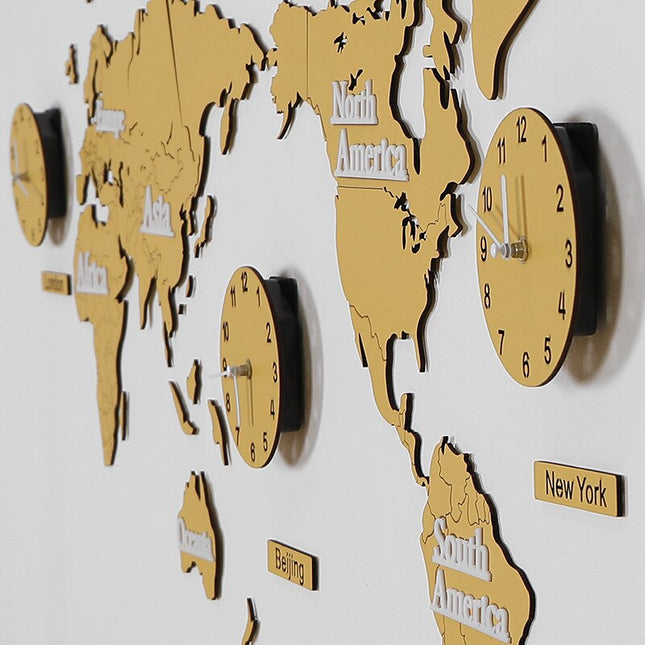 Originalt verdenkort vægur i trælook