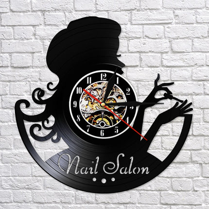 Vinylplade ur til neglesalon dekoration