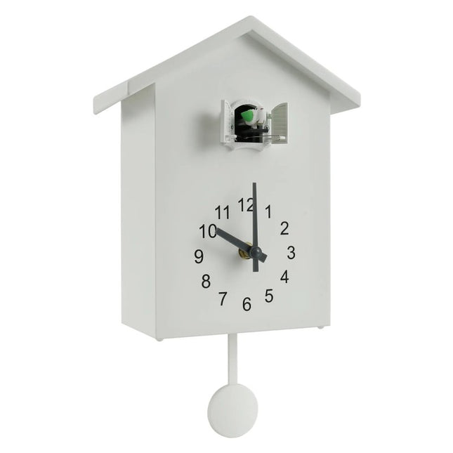 Moderne hvidt gøgeur i minimalistisk design